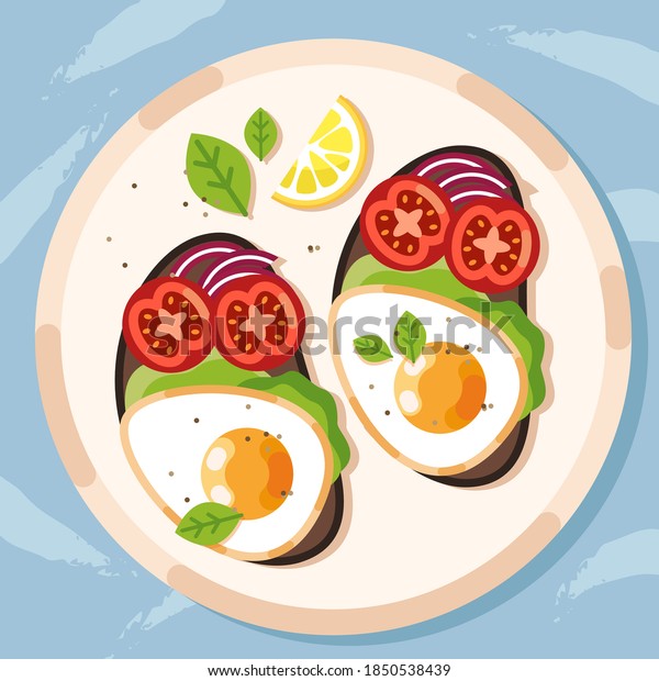 Boiled egg sandwich tomato herbs fast